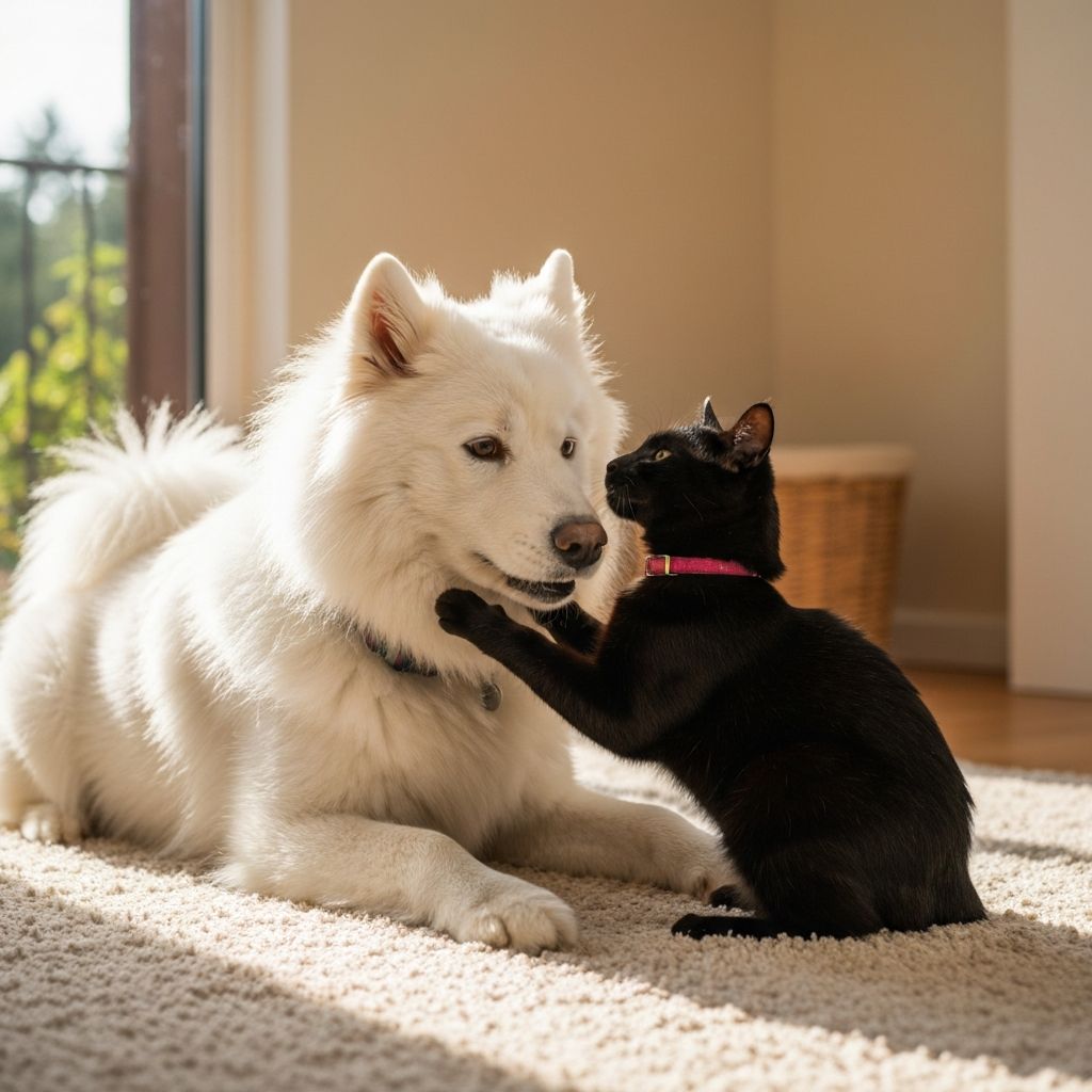 Happy dog and cat together